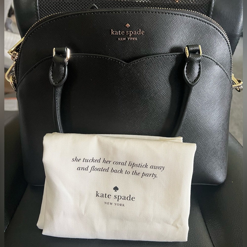 NWT Kate Spade Payton Medium Dome Satchel Bag Black with Crossbody & Dust Bag - Picture 6 of 16